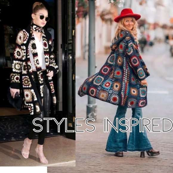 Vintage Handmade Granny Square Crochet Sweater - Picture 2 of 15